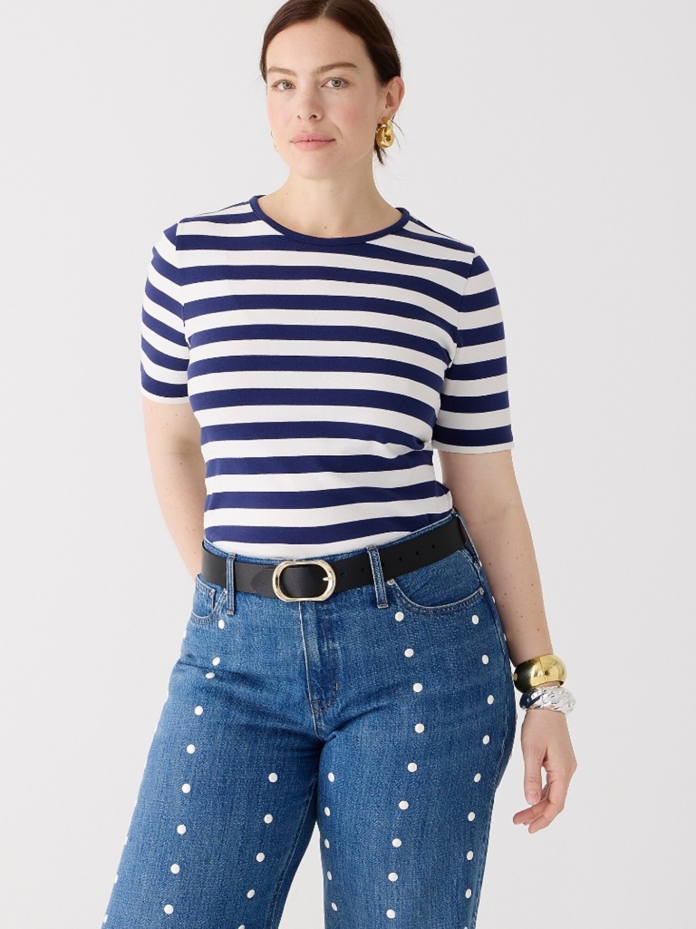 J. Crew Perfect-Fit Elbow-Sleeve T-shirt in Stripe